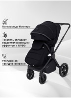 Детская коляска 2 в 1 Rant Falcon Neo с пружинной амортизацией всех колес | Резиновые колеса, передние - поворотные с фиксацией прямолинейного движения | Цвет коляски - черный