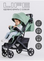 Детская прогулочная складная коляска Rant Life, с поворотными передними колесами и с фиксацией направления, цвет - зеленый