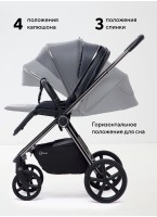 Rant Teo | Детская коляска 2 в 1 с амортизацией | Люлька и прогулочный реверсивный блок | Ненадувные колеса, передние колеса - поворотные  с фиксацией передних | Цвет - графитовый