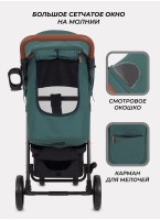 Прогулочная коляска Rant Vega 2023 зеленого цвета, с амортизацией, с регулировкой капора в четырех положениях, поворотные передние колеса с фиксацией направления