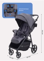 Прогулочная коляска Rant Volt 2025 графитовая с амортизацией и складным механизмом, надувные поворотные колеса