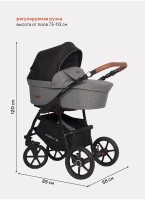 Детская коляска 2 в 1 Riko Basic Bella Lux 01 с реверсивным прогулочным блоком | Коляска с плавной амортизацией | Передние "умные" поворачиваемые надувные колеса | Цвет - темно-серый