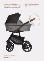 Детская коляска 2 в 1 Riko Basic Bella Lux 01 с реверсивным прогулочным блоком | Коляска с плавной амортизацией | Передние "умные" поворачиваемые надувные колеса | Цвет - темно-серый