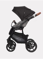 Детская коляска 2 в 1 Riko Basic Bella Lux 01 с реверсивным прогулочным блоком | Коляска с плавной амортизацией | Передние "умные" поворачиваемые надувные колеса | Цвет - темно-серый