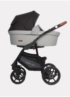Детская коляска 2 в 1 Riko Basic Bella Lux 02 с реверсивным прогулочным блоком | Коляска с плавной амортизацией | Передние "умные" поворачиваемые надувные колеса | Цвет - серый