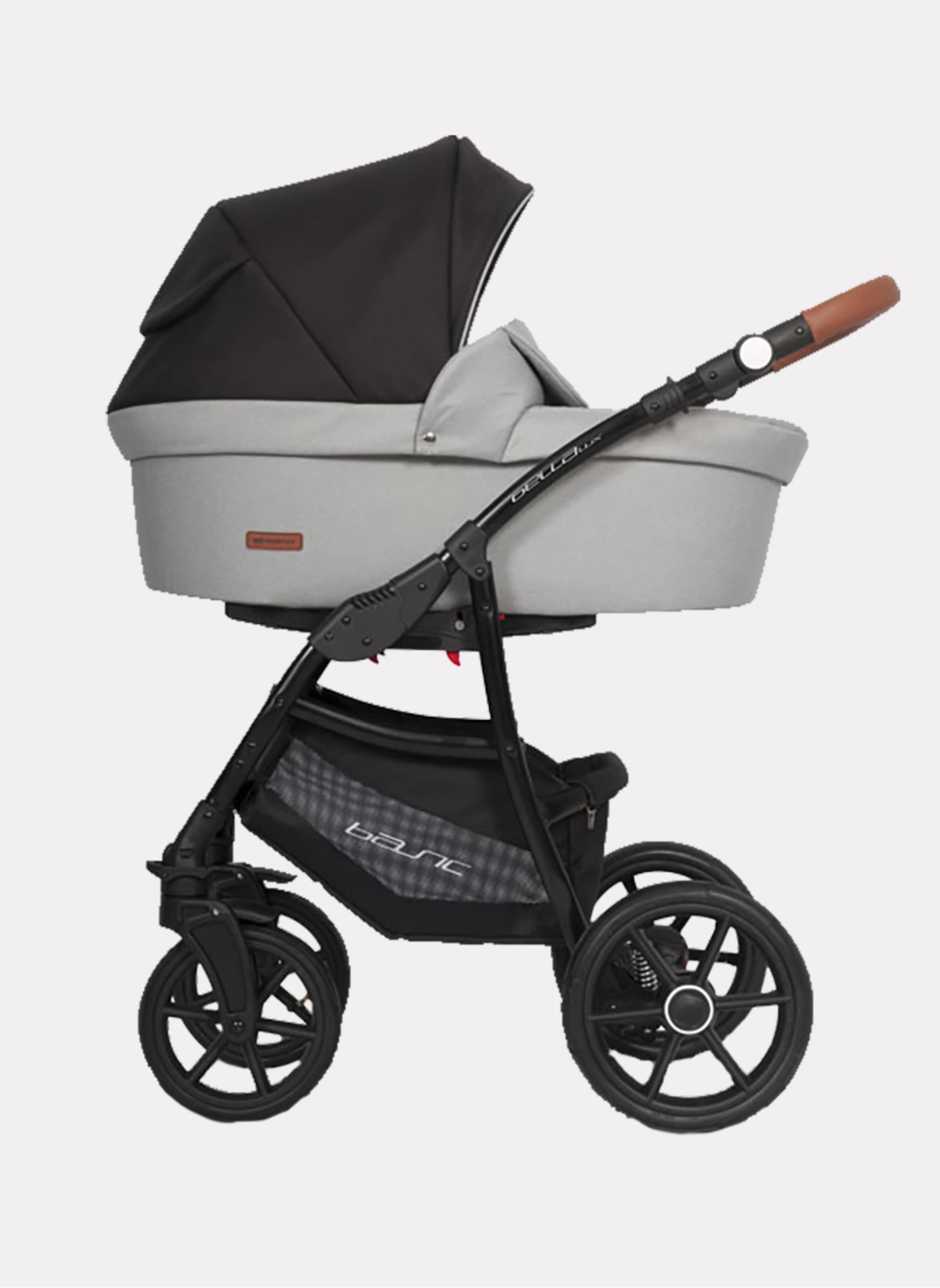 Детская коляска 2 в 1 Riko Basic Bella Lux 02 с реверсивным прогулочным блоком | Коляска с плавной амортизацией | Передние "умные" поворачиваемые надувные колеса | Цвет - серый