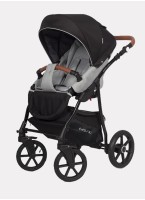 Детская коляска 2 в 1 Riko Basic Bella Lux 02 с реверсивным прогулочным блоком | Коляска с плавной амортизацией | Передние "умные" поворачиваемые надувные колеса | Цвет - серый