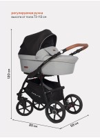 Детская коляска 2 в 1 Riko Basic Bella Lux 02 с реверсивным прогулочным блоком | Коляска с плавной амортизацией | Передние "умные" поворачиваемые надувные колеса | Цвет - серый
