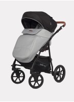 Детская коляска 2 в 1 Riko Basic Bella Lux 02 с реверсивным прогулочным блоком | Коляска с плавной амортизацией | Передние "умные" поворачиваемые надувные колеса | Цвет - серый