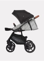 Детская коляска 2 в 1 Riko Basic Bella Lux 02 с реверсивным прогулочным блоком | Коляска с плавной амортизацией | Передние "умные" поворачиваемые надувные колеса | Цвет - серый