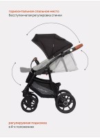 Детская коляска 2 в 1 Riko Basic Bella Lux 02 с реверсивным прогулочным блоком | Коляска с плавной амортизацией | Передние "умные" поворачиваемые надувные колеса | Цвет - серый