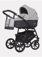 Детская коляска 2 в 1 Riko Basic Montana Bella 01 с реверсивным прогулочным блоком | Регулируемая амортизация | Передние поворачиваемые надувные колеса | Цвет - серый
