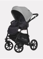 Детская коляска 2 в 1 Riko Basic Montana Bella 01 с реверсивным прогулочным блоком | Регулируемая амортизация | Передние поворачиваемые надувные колеса | Цвет - серый
