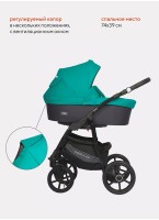 Детская коляска 2 в 1 Riko Basic Bella 03 с реверсивным прогулочным блоком | Регулируемая амортизация | Передние поворачиваемые надувные колеса | Цвет - серый и зеленый