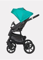 Детская коляска 2 в 1 Riko Basic Bella 03 с реверсивным прогулочным блоком | Регулируемая амортизация | Передние поворачиваемые надувные колеса | Цвет - серый и зеленый