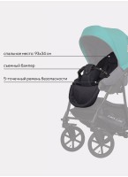 Детская коляска 2 в 1 Riko Basic Bella 03 с реверсивным прогулочным блоком | Регулируемая амортизация | Передние поворачиваемые надувные колеса | Цвет - серый и зеленый