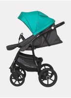 Детская коляска 2 в 1 Riko Basic Bella 03 с реверсивным прогулочным блоком | Регулируемая амортизация | Передние поворачиваемые надувные колеса | Цвет - серый и зеленый