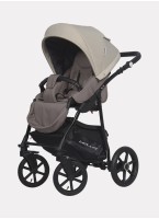 Детская коляска 2 в 1 Riko Basic Bella 06 с реверсивным прогулочным блоком | Регулируемая амортизация | Передние поворачиваемые надувные колеса | Цвет - Бежевый