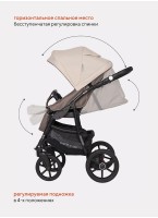 Детская коляска 2 в 1 Riko Basic Bella 06 с реверсивным прогулочным блоком | Регулируемая амортизация | Передние поворачиваемые надувные колеса | Цвет - Бежевый