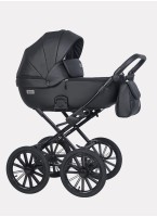 Коляска для новорожденных с большими колесами Riko Basic Montana Ecco Prestige (2 в 1) | Надувные колеса | Цвет - черный | Реверсивный прогулочный блок | Амортизация