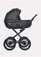 Коляска для новорожденных с большими колесами Riko Basic Montana Ecco Prestige (2 в 1) | Надувные колеса | Цвет - черный | Реверсивный прогулочный блок | Амортизация