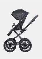 Коляска для новорожденных с большими колесами Riko Basic Montana Ecco Prestige (2 в 1) | Надувные колеса | Цвет - черный | Реверсивный прогулочный блок | Амортизация