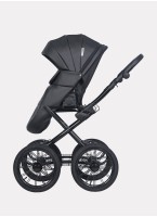 Коляска для новорожденных с большими колесами Riko Basic Montana Ecco Prestige (2 в 1) | Надувные колеса | Цвет - черный | Реверсивный прогулочный блок | Амортизация