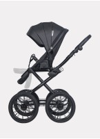 Коляска для новорожденных с большими колесами Riko Basic Montana Ecco Prestige (2 в 1) | Надувные колеса | Цвет - черный | Реверсивный прогулочный блок | Амортизация