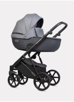 Детская коляска 2 в 1 Riko Basic Montana Plus | Реверсивный прогулочный блок | Регулируемая амортизация | Передние поворачиваемые колеса из вспененной резины | Цвет - графитовый