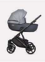Детская коляска 2 в 1 Riko Basic Montana Plus | Реверсивный прогулочный блок | Регулируемая амортизация | Передние поворачиваемые колеса из вспененной резины | Цвет - графитовый