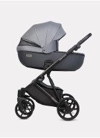 Детская коляска 2 в 1 Riko Basic Montana Plus | Реверсивный прогулочный блок | Регулируемая амортизация | Передние поворачиваемые колеса из вспененной резины | Цвет - графитовый