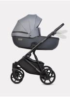 Детская коляска 2 в 1 Riko Basic Montana Plus | Реверсивный прогулочный блок | Регулируемая амортизация | Передние поворачиваемые колеса из вспененной резины | Цвет - графитовый