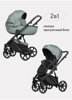 Детская коляска 2 в 1 Riko Basic Montana Plus | Реверсивный прогулочный блок | Регулируемая амортизация | Передние поворачиваемые колеса из вспененной резины | Цвет - зеленый