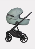 Детская коляска 2 в 1 Riko Basic Montana Plus | Реверсивный прогулочный блок | Регулируемая амортизация | Передние поворачиваемые колеса из вспененной резины | Цвет - зеленый