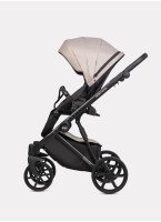 Детская коляска 2 в 1 Riko Basic Montana Plus | Реверсивный прогулочный блок | Регулируемая амортизация | Передние поворачиваемые колеса из вспененной резины | Цвет - бежевый