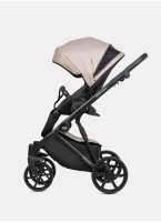 Детская коляска 2 в 1 Riko Basic Montana Plus | Реверсивный прогулочный блок | Регулируемая амортизация | Передние поворачиваемые колеса из вспененной резины | Цвет - бежевый
