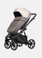 Детская коляска 2 в 1 Riko Basic Montana Plus | Реверсивный прогулочный блок | Регулируемая амортизация | Передние поворачиваемые колеса из вспененной резины | Цвет - бежевый и коричневый