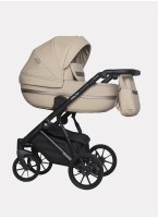 Детская коляска 2 в 1 Riko Basic Delta Ecco из экокожи, с поворотными передними колесами | Реверсивный прогулочный блок | Колеса из вспененной резины | Цвет - бежевый