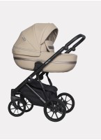 Детская коляска 2 в 1 Riko Basic Delta Ecco из экокожи, с поворотными передними колесами | Реверсивный прогулочный блок | Колеса из вспененной резины | Цвет - бежевый