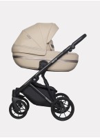 Детская коляска 2 в 1 Riko Basic Delta Ecco из экокожи, с поворотными передними колесами | Реверсивный прогулочный блок | Колеса из вспененной резины | Цвет - бежевый