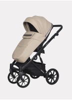 Детская коляска 2 в 1 Riko Basic Delta Ecco из экокожи, с поворотными передними колесами | Реверсивный прогулочный блок | Колеса из вспененной резины | Цвет - бежевый