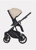Детская коляска 2 в 1 Riko Basic Delta Ecco из экокожи, с поворотными передними колесами | Реверсивный прогулочный блок | Колеса из вспененной резины | Цвет - бежевый