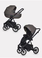Детская коляска 2 в 1 Riko Basic Delta Ecco из экокожи, с поворотными передними колесами | Реверсивный прогулочный блок | Колеса из вспененной резины | Цвет - коричневый