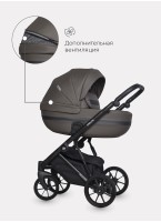 Детская коляска 2 в 1 Riko Basic Delta Ecco из экокожи, с поворотными передними колесами | Реверсивный прогулочный блок | Колеса из вспененной резины | Цвет - коричневый