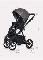 Детская коляска 2 в 1 Riko Basic Delta Ecco из экокожи, с поворотными передними колесами | Реверсивный прогулочный блок | Колеса из вспененной резины | Цвет - коричневый