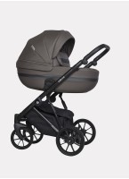 Детская коляска 2 в 1 Riko Basic Delta Ecco из экокожи, с поворотными передними колесами | Реверсивный прогулочный блок | Колеса из вспененной резины | Цвет - коричневый