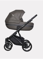 Детская коляска 2 в 1 Riko Basic Delta Ecco из экокожи, с поворотными передними колесами | Реверсивный прогулочный блок | Колеса из вспененной резины | Цвет - коричневый