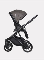 Детская коляска 2 в 1 Riko Basic Delta Ecco из экокожи, с поворотными передними колесами | Реверсивный прогулочный блок | Колеса из вспененной резины | Цвет - коричневый