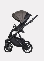Детская коляска 2 в 1 Riko Basic Delta Ecco из экокожи, с поворотными передними колесами | Реверсивный прогулочный блок | Колеса из вспененной резины | Цвет - коричневый