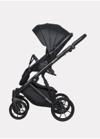 Детская коляска 2 в 1 Riko Basic Delta Ecco из экокожи, с поворотными передними колесами | Реверсивный прогулочный блок | Колеса из вспененной резины | Цвет - черный
